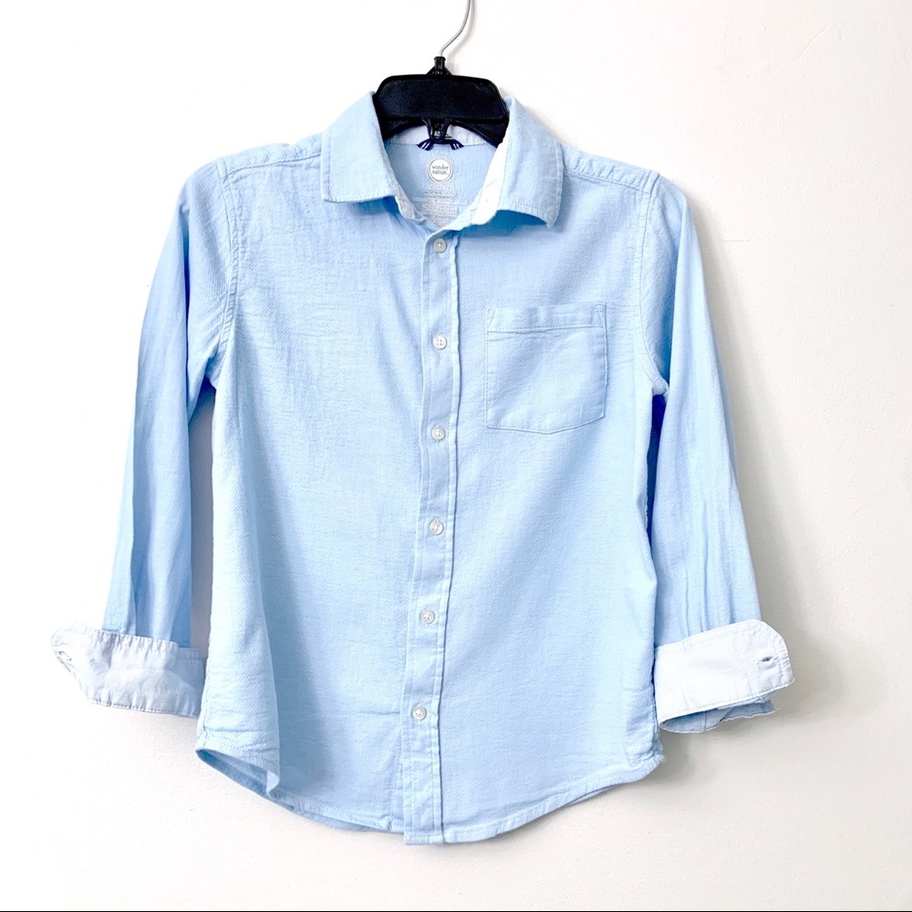 Wonder Nation light blue button down shirt 10 12 L
